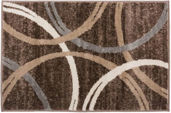 Rugshop Modern Wavy Circles Design Area Rug 2' x 3' Brown