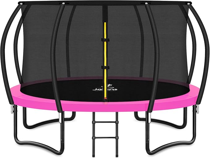Trampoline 8FT 10FT 12FT 14FT 16FT, Recreational Trampolines with Enclosure Net and Ladder, Outdoor Anti-Rust Trampolines for Kids and Adults, ASTM Approved
