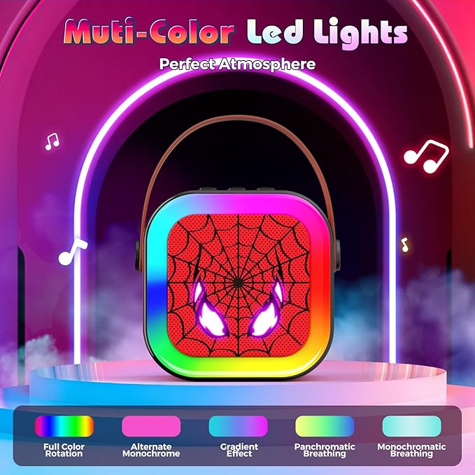 LED Mini Karaoke Machine for Kids: Birthday Gifts for Boys 3 4 5 6 7 8 9 10 Year Old Kid Microphone Toys for Boy Ages 4-8 Portable Bluetooth Speaker with 2 Wireless Mics for Kids Girls Adult