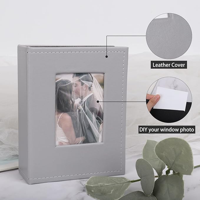 RECUTMS 100 Pocket 4x6 Small Photo Album - Vertical Wedding, Family, Baby, Anniversary, Graduation Picture Book - Travel Albums (Grey)