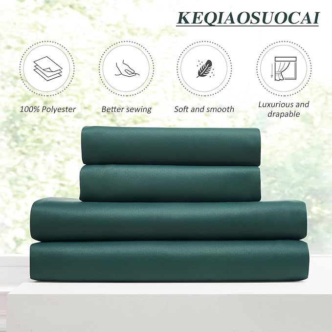 KEQIAOSUOCAI Dark Hunter Green Window Draperies 120 Inches Long 10 Feet Tall, Pinch Pleat Room Darkening Thermal Insulated Curtains for Living Room Emaerald Green 40 x 120-inch 2 Panels