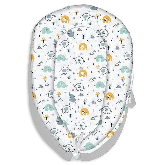 Baby Lounger for Newborn Cover - Newborn Lounger Cover for 0-12 Months, Breathable & Portable Infant Lounger Cover - Soft Baby Floor Seat Cover for Travel, Newborn Essentials - Baby Snuggle Elephant