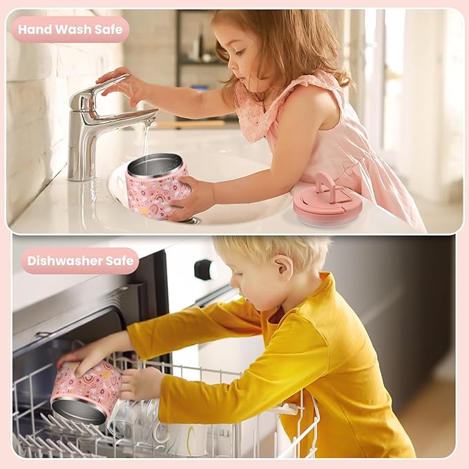 Soup Thermo for Hot Food Kids 14oz Lunch Containers with Buckle Lid Wide Mouth Hot Food Jar Vacuum Insulated Stainless Steel Bento Box Leakproof with Spoon(Rainbow)