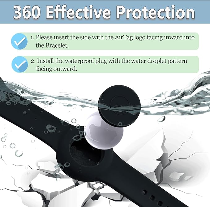 Waterproof Bracelet for AirTag Kids, Personalized Initial Letter Hidden Holder Compatible with Air Tag, Silicone Case for Airtag Adjustable Anti-Lost GPS Tracker for Toddler Child Elder, T