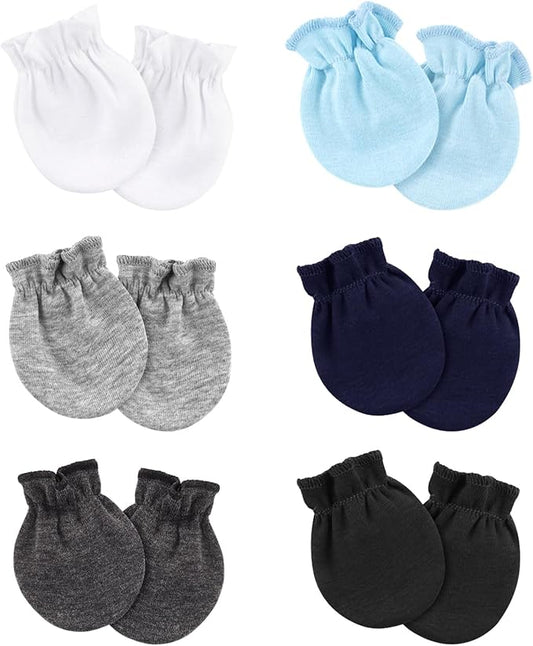 Newborn Baby Mittens No Scratch Cotton Elastic Wrist Gloves Infant Toddler Mittens for Baby Boy Girl 0-6 Months