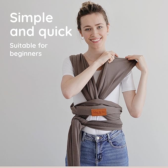 Baby Wrap Carrier - Premium Cotton Baby Carrier Wrap for Newborn to Toddler- Infant Carrier for Babies 8-35 lb - Baby Holder One Size Fits All with Front Pocket by Max&so