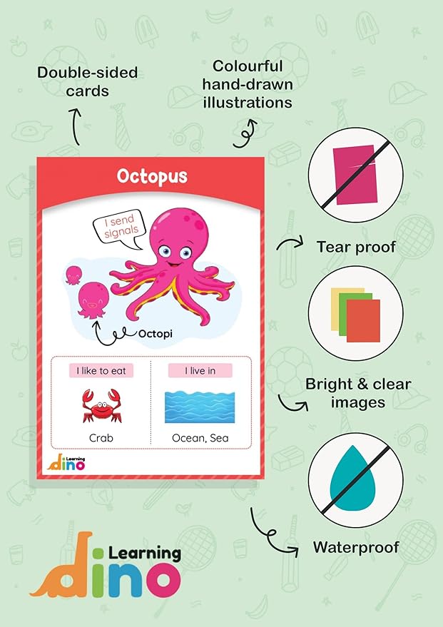 Animals and Their Babies Flashcards | Animal Sound | Animal Habitat Flashcards for Toddlers and Kids - 40 Animals - Non Tearable and Water Resistant | Reusable