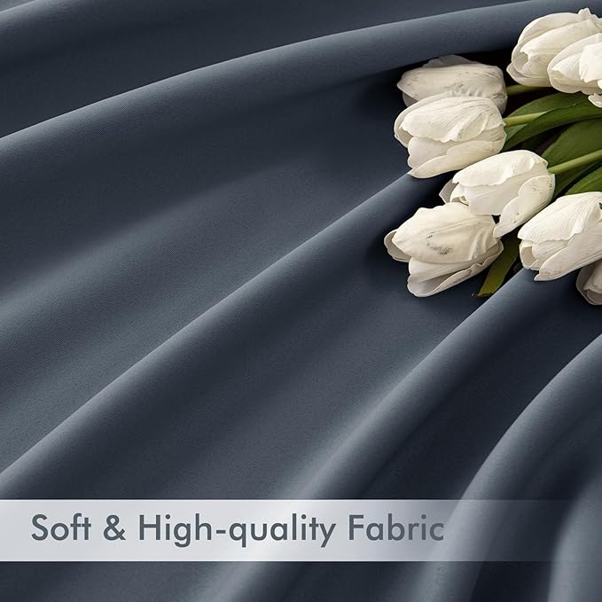 MIULEE Stone Blue Back Tab Blackout Curtains 84 Inch Length 2 Panels Set for Living Room Bedroom Privacy, Rod Pocket/Pinch Pleat Thermal Insulated Room Darkening Pleated Light Blocking Drapes