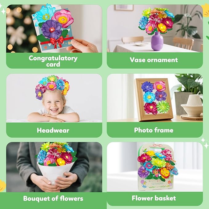 Paper Flower Science Kit, Kids DIY Arts and Crafts Color Changing Flowers Set, Flower-Dyeing Science Kits for Kids Age 8-12