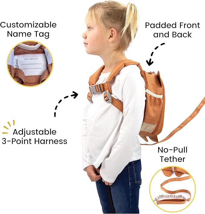 Toddler Harness Backpack Leash - Baby Walking Harness & Anti-Lost Wrist Tether - Kids Backpack 5 Storage Pockets and 2 Adjustable Child Leashes for Kids 1, 2,3,4,5,6,7 Years Old - Ultra-Soft - Monkey
