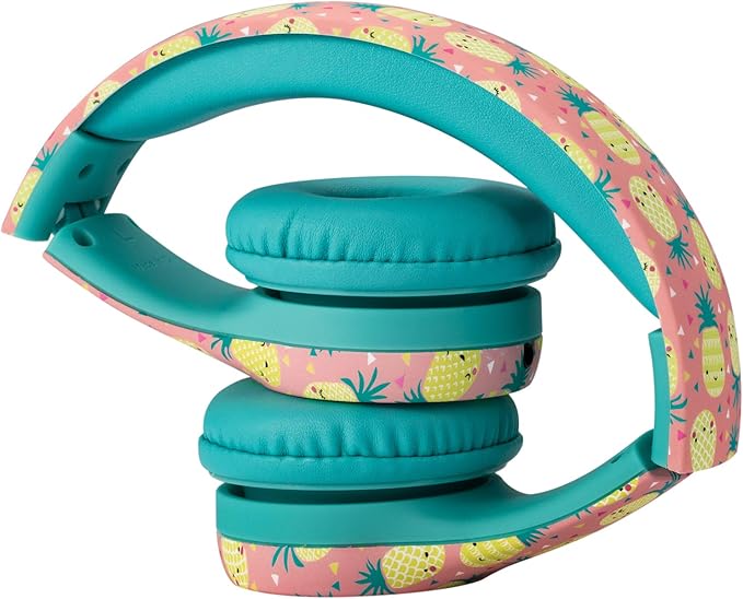 Snug Play+ Kids Headphones – Volume Limited 93dB for Safe Listening – Foldable, Durable Headphones for Toddlers, Boys & Girls – Tangle-Free Cord – Ideal for Travel, School, Tablets - Pineapples