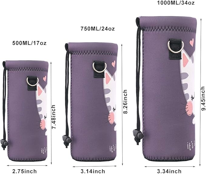 RICHEN Neoprene Water Bottle Carrier Bag with Adjustable Shoulder Strap,Insulated Water Bottle Cover for Stainless Steel/Glass/Plastic Bottles