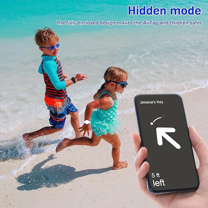 R-fun Waterproof for Air Tag Bracelets [2 Pack] Compatible with Apple Air Tag Finders with Soft Silicone,Anti Lost GPS Item Finders Case Cover,Black/White