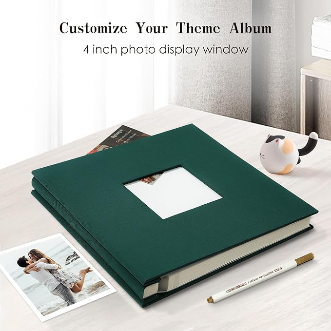 Spbapr Large Photo Album Self Adhesive 60 Pages Linen cover DIY Magnetic Scrapbook album with A Metal Pen Hold 3x5 4x6 5x7 6x8 8x10 Pictures