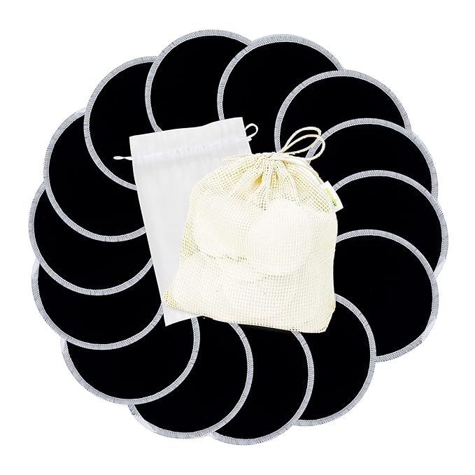 wegreeco Nursing Breast Pads (14 Pack) + Laundry Bag & Travel Storage Bag, 3 Sizes: 3.9/4.7/5.5 inch Option - Washable & Reusable Breastfeeding Nursing Pads