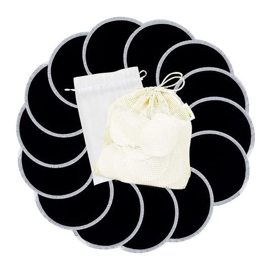 wegreeco Nursing Breast Pads (14 Pack) + Laundry Bag & Travel Storage Bag, 3 Sizes: 3.9/4.7/5.5 inch Option - Washable & Reusable Breastfeeding Nursing Pads