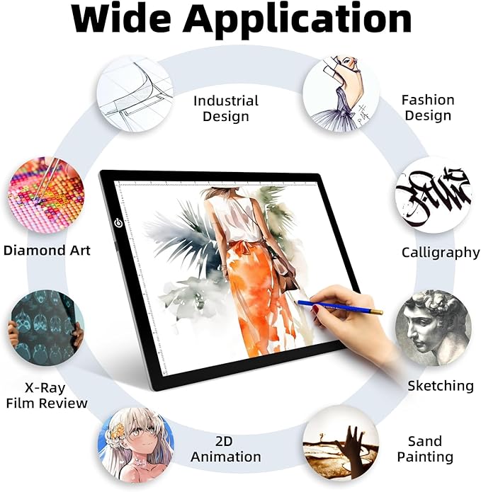 KIVOTAC A3 Tracing Light up Box,LED Light Pad Ultra-Thin USB Powered Brightness Dimmable LED Tracing Board for Drawing, Weeding Vinyl, Diamond Art, Sketching and Animation