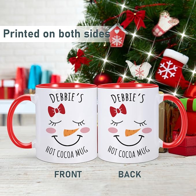 Custom Christmas Mugs Personalized Hot Cocoa Mug for Kids Snowman Hot Chocolate Mug Customized Winter Holiday Mugs 11 oz Christmas Ceramic Mug Xmas Gifts for Boys Girls Family Christmas Decorations