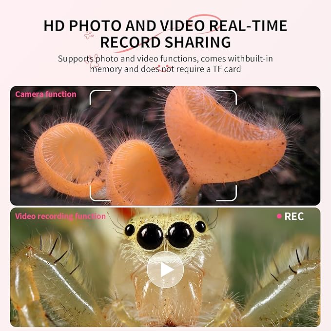 Pink and Purple Microscope for Kids-200X Portable Digital Mini Microscope- Your Little Scientist Miniscope - STEM Toy for Age 5 6 7 8 9 10 11 12 Years Old Toddlers.