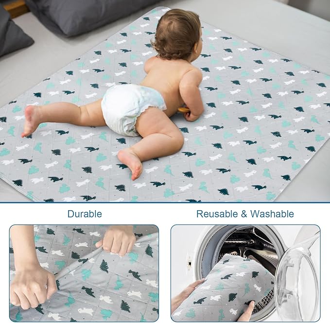 Potty Training Pee Pads for Kids, Toddlers Mattress Pad 100% Waterproof, Non Slip 34''x 36'' Bed Wetting Pad for Twin Beds, Washable, Reusable Mattress & Sheet Protector, Dinosaur