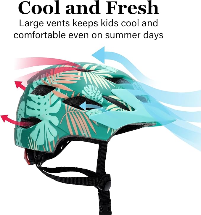 Kids Bike Helmet, Youth Toddler Boys Girls Helmets, 2 Size Adjustable for Ages 2-3-5-8-14 Years, Child Helmet with Visor and LED Light, Lightweight Multi-Sport Bicycle Scooter Cycling Helmets