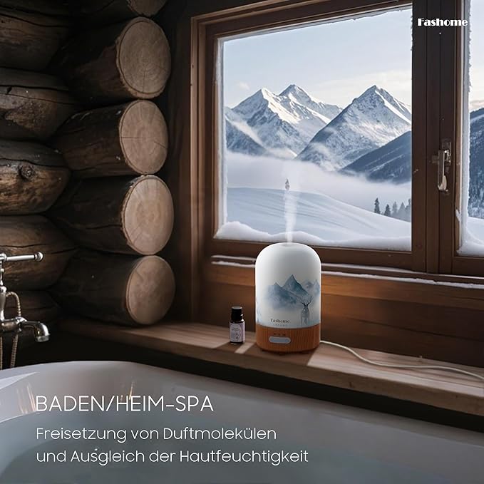 Aromatherapy Essential Oil Diffuser with Lavender Oils, 6 in 1 Ultrasonic 100ML Aromatherapy Scent Humidifier Vaporizer with Dense fine Mist, Timer, Auto-Off (Winter-Lavender)