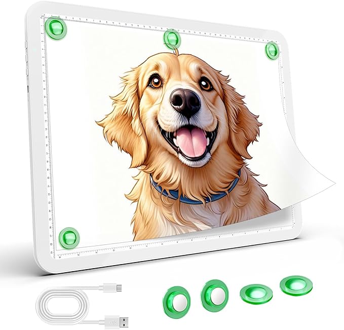 Zocelight Rechargeable A3 Light Box for tracing,Diamond Art Light Board with 4 Magnets,Wireless Light Pad for Diamond Painting,Ultra Bright Light Table for Drawing, Sketching,Animation(White)