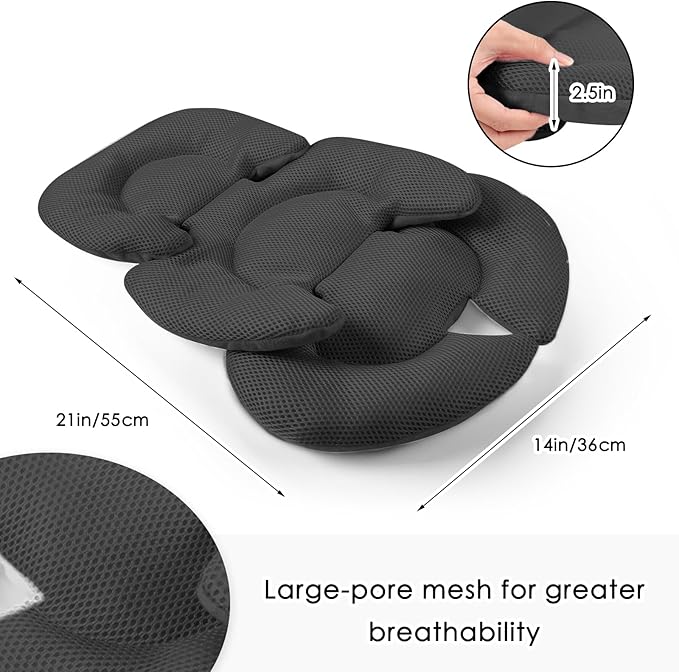Infant Car Seat Insert for Newborn Girls Boys, Summer Mesh Baby Carseat Head Support with Strap Pads, Soft Reversible Baby Car Seat Insert Cushion Pad for Car Seat, Stroller, Bouncer, Swing, Black