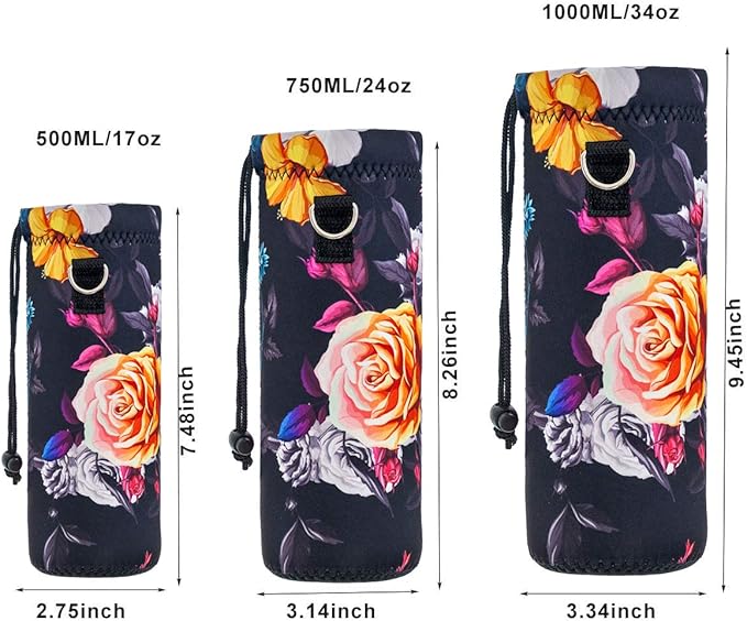 Neoprene Water Bottle Carrier Bag with Adjustable Shoulder Strap for Men Women Walking Hiking,Portable Insulated Holder Case for Stainless Steel/Glass/Plastic Bottles