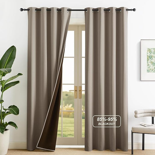 NICETOWN Room Darkening Curtains 84 Inches Long, Blackout Window Curtains 2 Panels with Grommets Thermal Insulated Plylux Drapes for Living Room and Bedroom, 52 x 84 Inches, Cappuccino