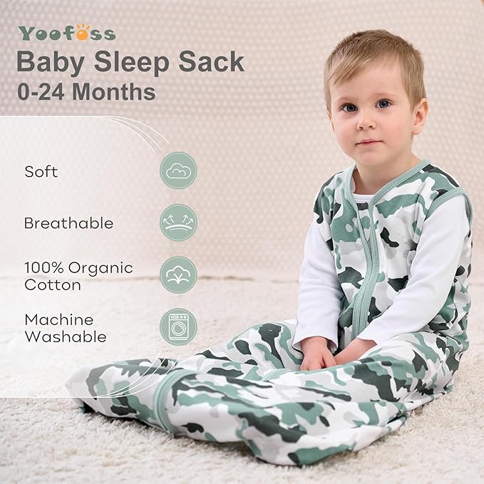 Yoofoss Baby Sleep Sack 6-12 Months Baby Wearable Blanket 100% Cotton 2-Way Zipper TOG 0.5 Toddler Sleeping Sack 3 Pack, Lightweight Sleep Sacks for Babies(Medium)