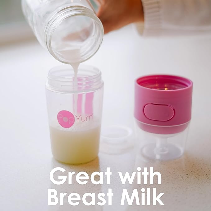 PopYum 5 oz Pink Anti-Colic Formula Making/Mixing/Dispenser Baby Bottles, 2-Pack with #1 Slow Flow Nipples, 150 ml, BPA-Free, Natural Latch