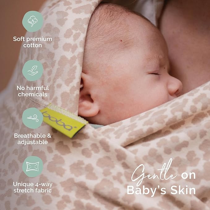 Boba Baby Wrap Carrier – Original Baby Sling Carrier for Newborns (7–35 lbs), Soft, Secure, Hands-Free & Ergonomic, Ideal for Comfortable Bonding, New Parents (Sand Leopard)