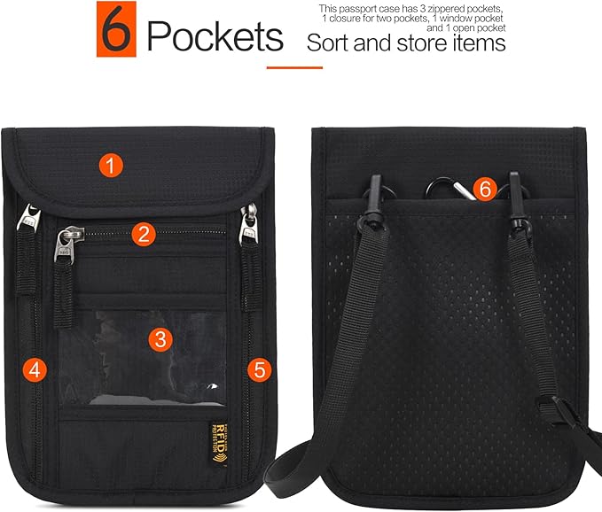 Neck Wallet Lightweight RFID Blocking Waterproof Travel Pouch for Women Men