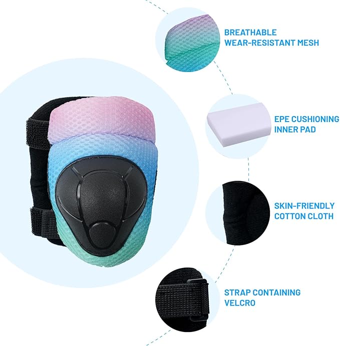 Knee Pads Elbow Pads Wrist Guards Set for Kids,Upgraded Protective Gear for Toddle 4-12 Boys or Girls Children Roller Skating Scooter Skateboarding Bike Roller Blade