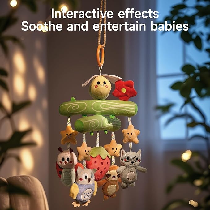 TUMAMA Baby Toys 0 3 6 12 Months, Crib Mobile Toys Bee Toy with Squeaky, Crinkle, Rattle, Montessori Newborn Sensory Baby Gym Stroller Crib Hanging Toy