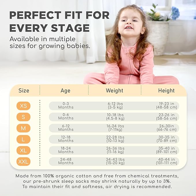 Mama Cheetah Baby Sleep Sack with Sleeves, 0.5 TOG Organic Cotton Wearable Blanket and Two-Way Zipper, Swaddle Transition Long Sleeve Sleeping Bag for Newborn Infant Toddler, 0-6 Months