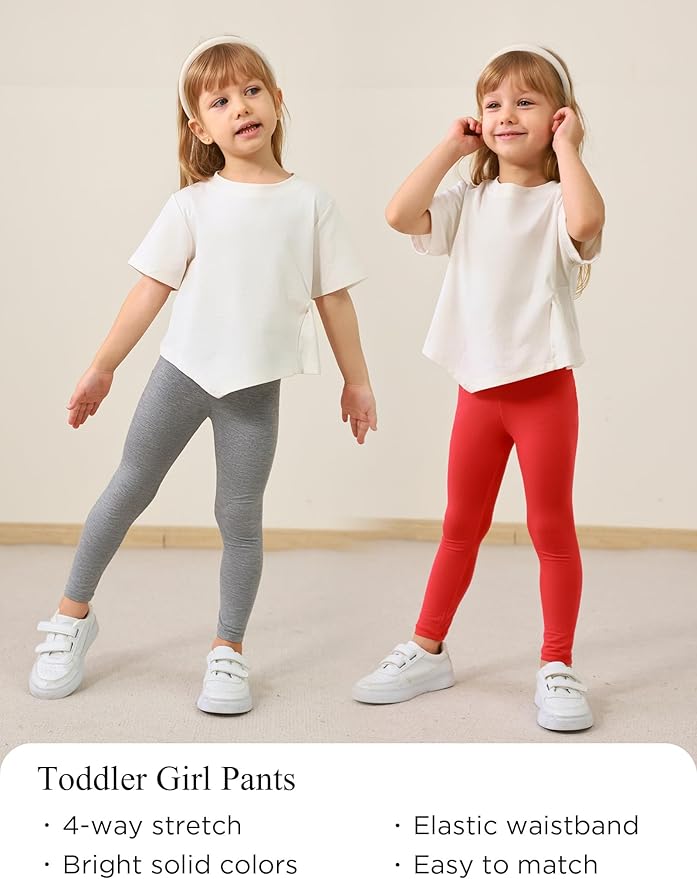 Toddler Girls Leggings 2-Pack Bamboo Viscose Little Girls Casual Stretch Pants