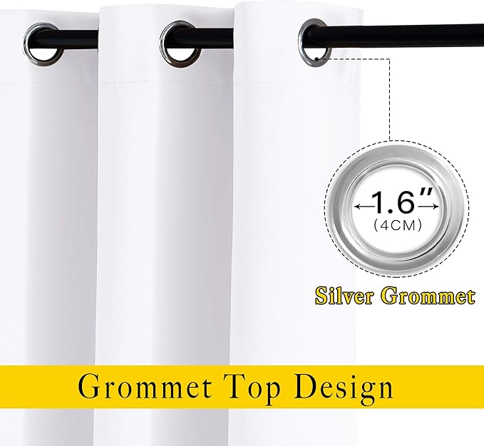 NICETOWN White Room Darkening Curtain Panels - Thermal Insulated Grommet 50% Room Darkening Window Drapes and Curtains for Bedroom/Basement (Set of 2, W37 x L54)