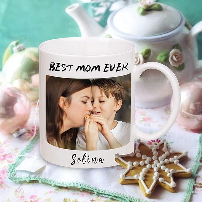 Custom Photo Coffee Mug with Your Picture and Text, Name - Personalized Gifts for Family, Girlfriend, Boyfriend, Best Friend, Birthday, Halloween, Christmas Gifts, Taza Personalizadas - 11oz White