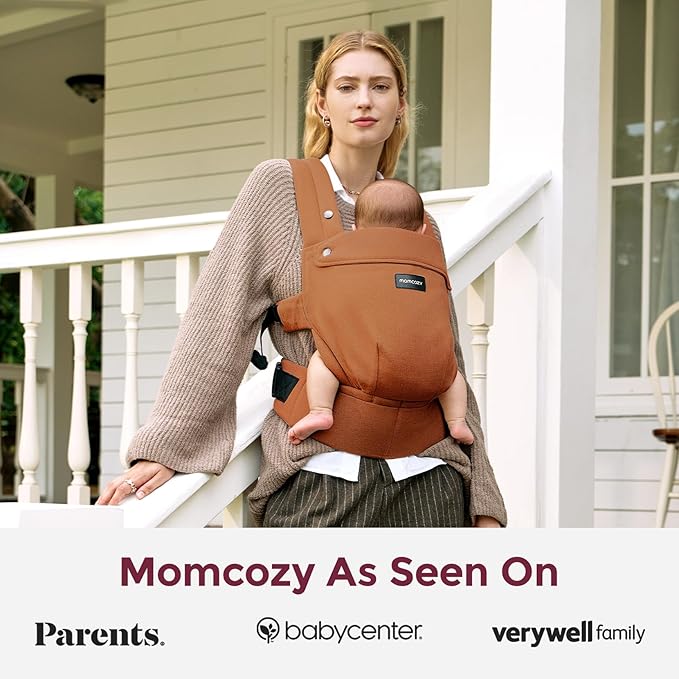 Momcozy Baby Carrier with Natural Cotton Linen, Built to Last, Ergonomic Design, 7-44lbs for Infant and Toddler, Lightweight and Comfortable, Hands-Free for Moms&Dads, Sepia