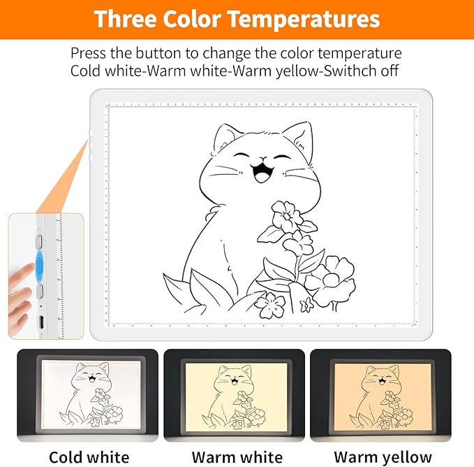 Elice Magnetic A4 Light Board for Diamond Painting, Ultra-Thin Tracing LED Light Box with Side Buttons, Super Bright Diamond Art Light Pad, Light Table for Drawing, Sketching, Weeding Vinyl - White