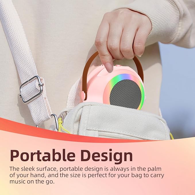 YF96 Mini Karaoke Machine for Kids - Built-in Phone Holder, Portable KTV Microphone Speaker, 7 Fun Sound Effects, Bluetooth, Type-C Charging, Perfect for Family Singing Pink