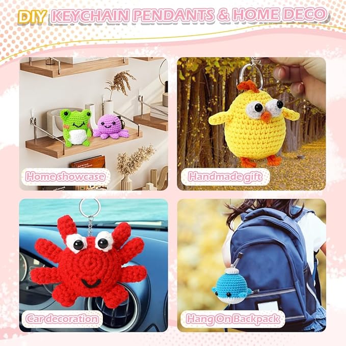 6 PCS Crochet Animal Kit –2026 DIY Amigurumi Crochet Kit for Beginners, Knitting Crochet Kit For Kids Adults , Knitting Kit with detailed videos tutorials, Yarn, Hook, Best Gift For Crochet Lovers