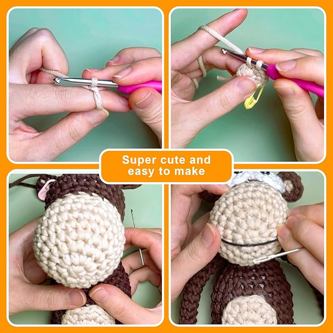 Utook Crochet Kit for Beginners, Crochet Animal Kit,Crochet Kits for Beginners Adults and Children, with Instructional Videos and Paper Tutorials, Handmade Crafts, Holiday Gifts (Orangutan)