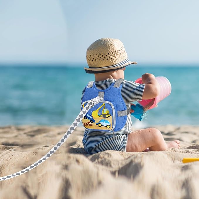 Accmor Toddler Harness Leash + Reflective Anti Lost Wrist Link, Cute Car Kids Back Pack with Hand Strap Collapsible Child Walking Restraint Belt Tether Hold Baby Boys Close For Outdoor Travel