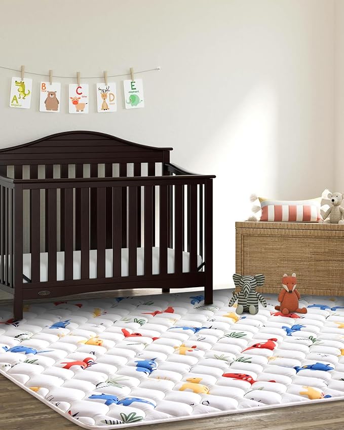 Odorless Premium Foam Baby Play Mat 71" x 59", Soft Microfiber Fabric Crawling Mat for Floor- Comfortable and Hypoallergenic, Non-Slip Cushioned Floor Playpen mat for Infants,Babies,Toddlers