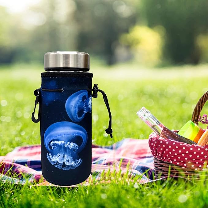 Neoprene Bottle Sleeve, Portable Insulator Cover for 18-20 Oz Water Bottle (Jellyfish)