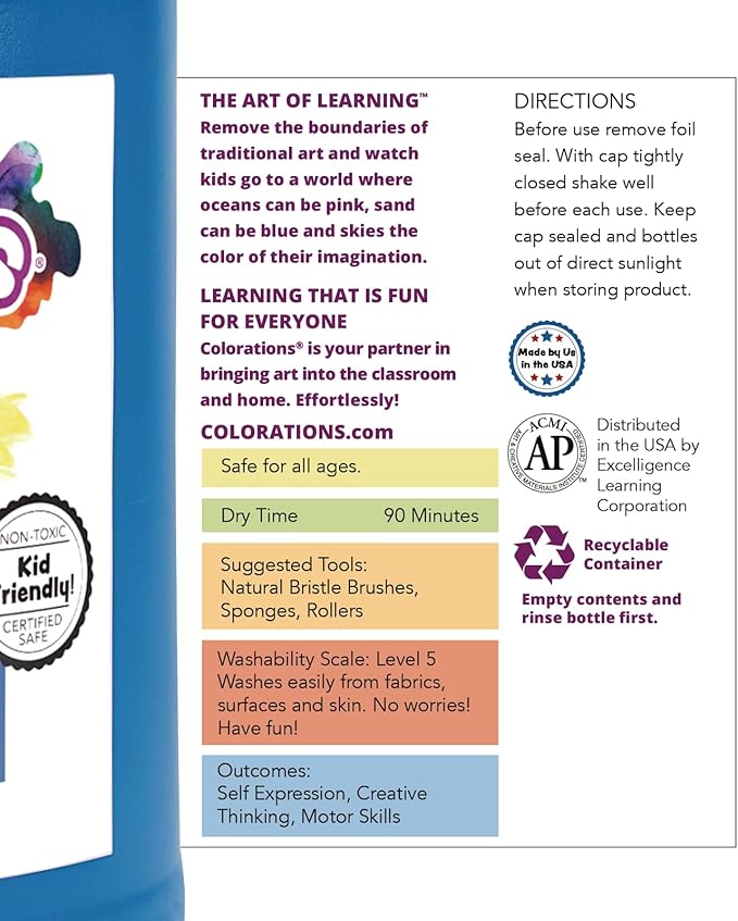 Colorations Paraben-Free Washable Tempera Paint for Kids - 1 Gallon Value Size. Vibrant Brown, Non-Toxic and Made in The USA