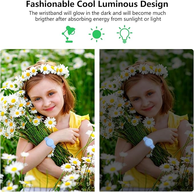 Waterproof Airtag Bracelet,2 Pack Luminous Hidden Airtag Wristband,Anti-Lost Silicone Air tag Holder Case,Air-tag Case Cover Watch Band GPS Tracker-Blue+Yellow